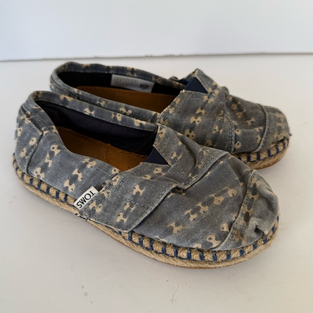 Toms Platform Alpargata Navy Batik Stripe Toddler Size 10